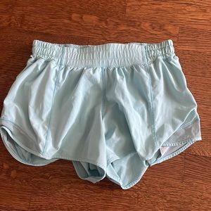 Hotty hot 4 inch inseam light blue Lululemon shorts